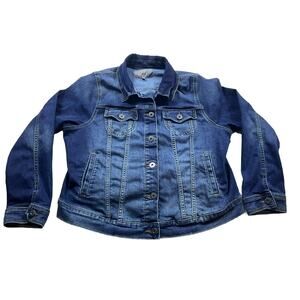 Torrid Denim Jean Jacket Womens Plus Size 2 Blue Buttons Flap Pockets Stretch